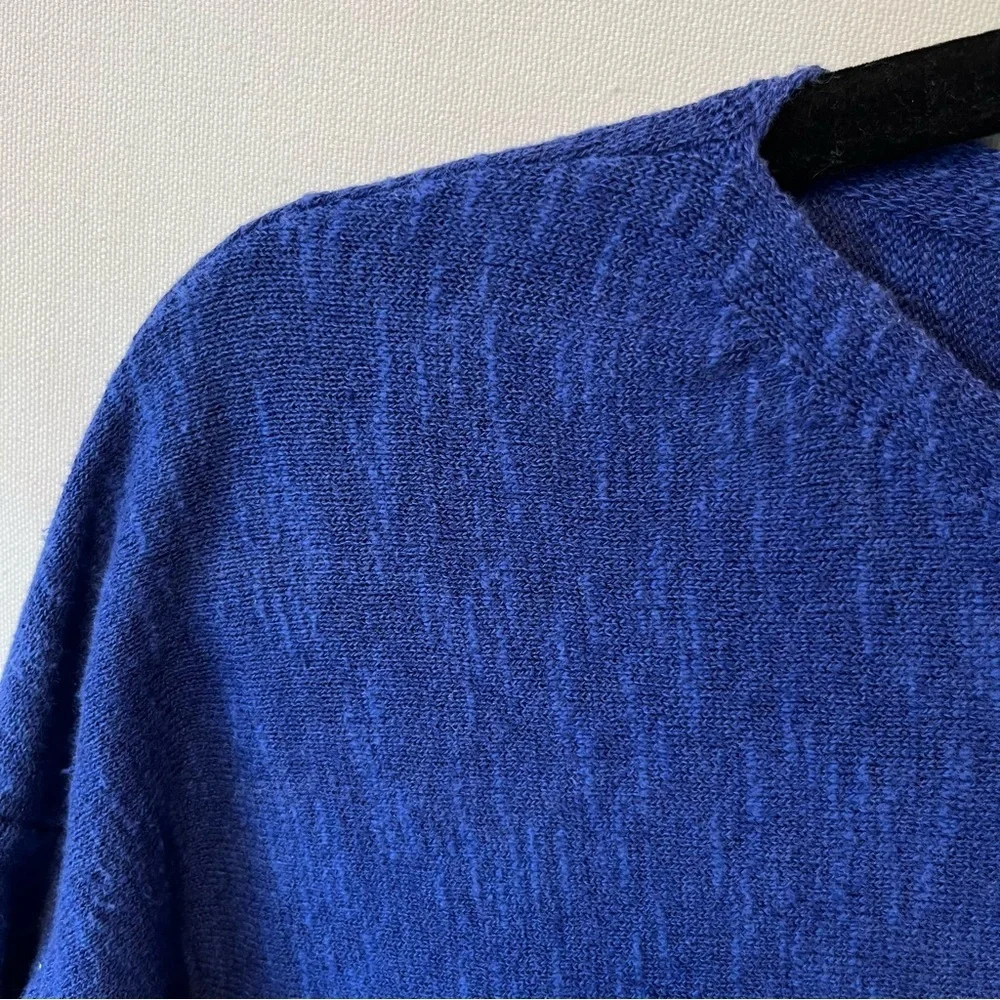 Eileen Fisher Organic Linen cotton tee XXS Blue Boatneck 3/4 sleeves top HOLE - Picture 4 of 8